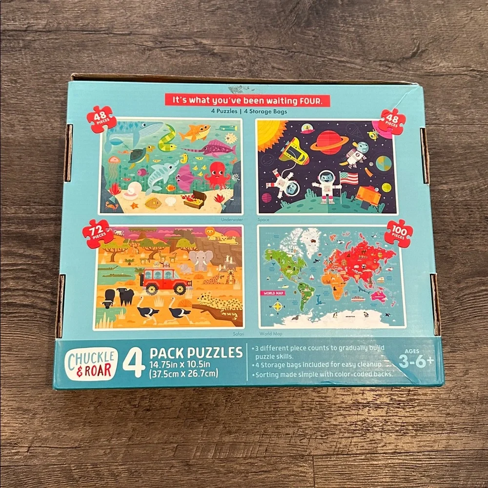 Chuckle & Roar 4 -Pack Jigsaw Puzzles‎ for Kids Age 3-6+